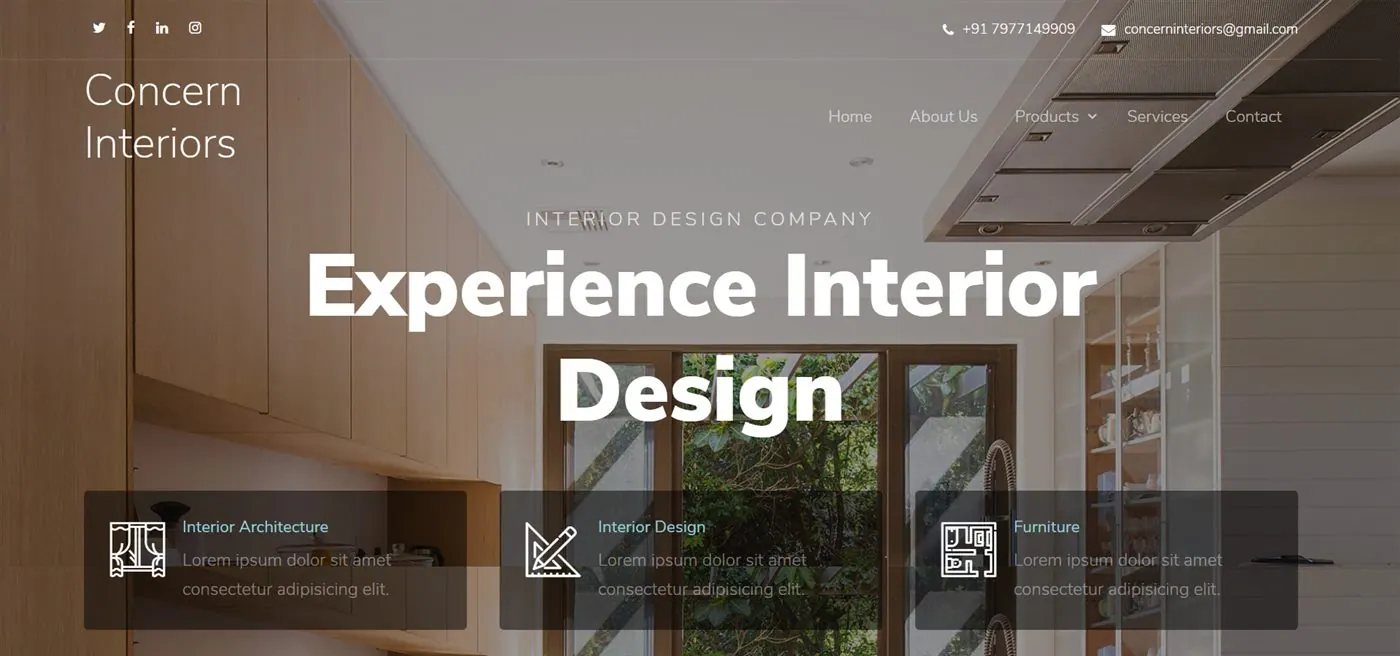 Historical capture of the Concern Interiors website