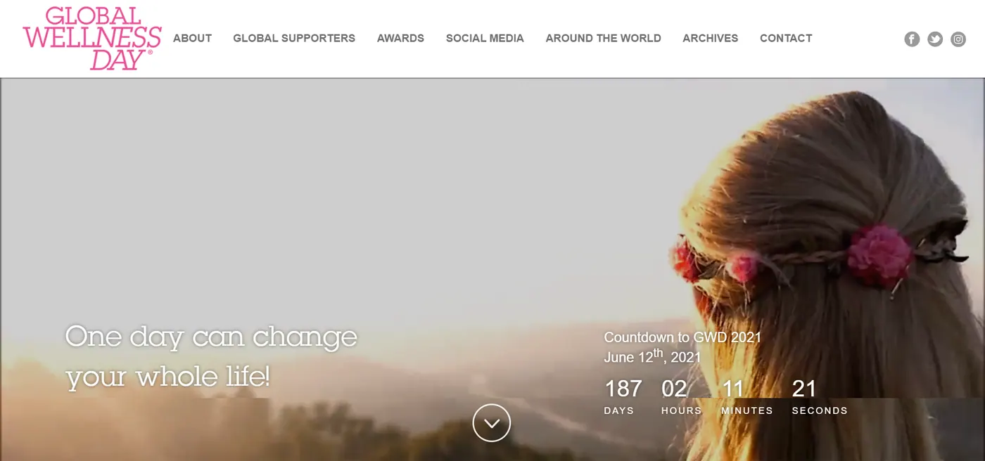 Historical capture of the Global Wellness Day website