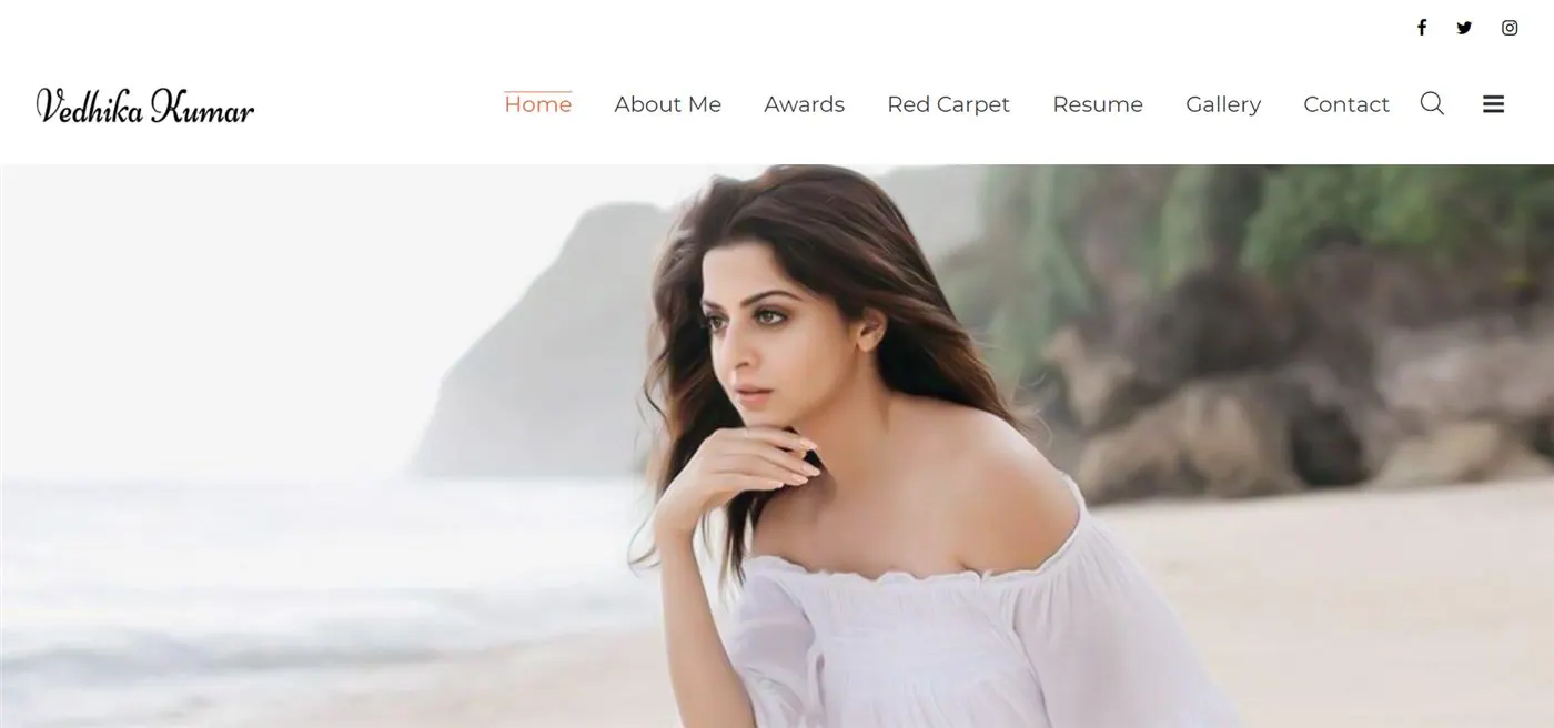 Historical capture of the Vedhika Kumar portfolio website